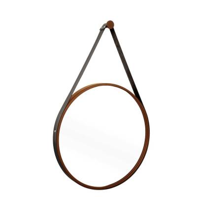 Espelho Decorativo Adnet 50cm Aço Corten Alça Preta                               