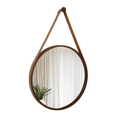 Espelho Decorativo Adnet 50cm Aço Corten com Alça Caramelo